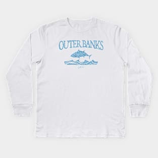 Outer Banks, North Carolina, Bluefin Tuna Leaping Over Waves Kids Long Sleeve T-Shirt